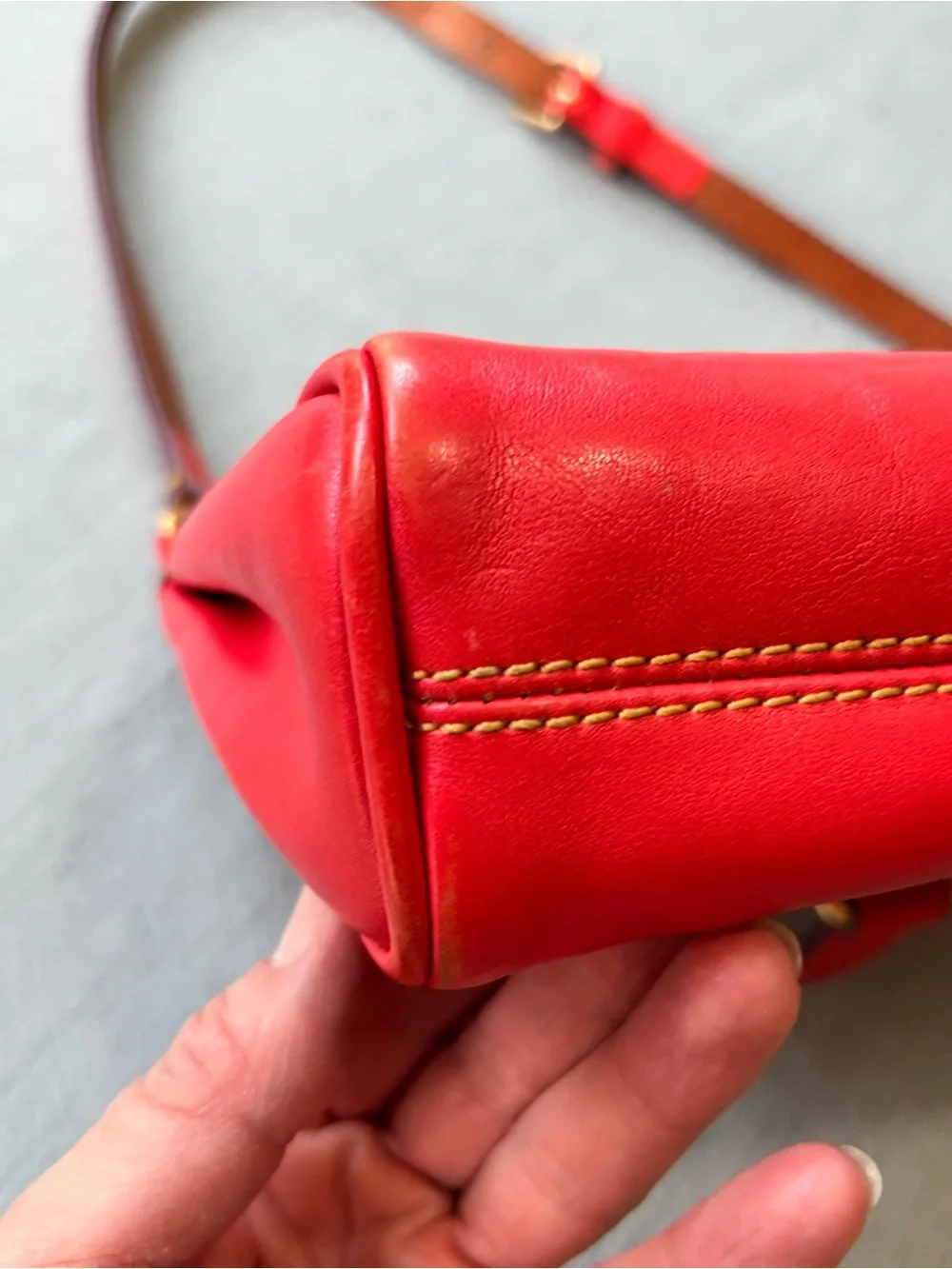 Dooney & Bourke Persimmon Florentine Leather Shoulder Bag with Strap Extender
